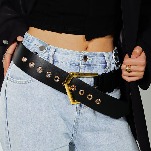 Cinturón Elástico Metálico Negro Ajustable - Accesorios de Moda para Abrigos y Faldas - Image 5
