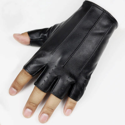 Guantes de Cuero Mitones con Tres Bandas para Hombre - Image 9