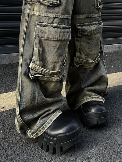 Pantalón Vaquero Retro Tipo Workwear con Bolsillos y Pierna Ancha - Image 16