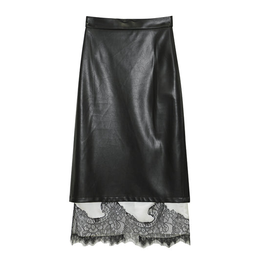 Falda de Cuero con Detalles de Encaje para Mujer - Image 11