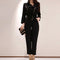 Jumpsuit Retro de Cintura Alta con Cuello Temperamento - Diseño Holgado y Casual