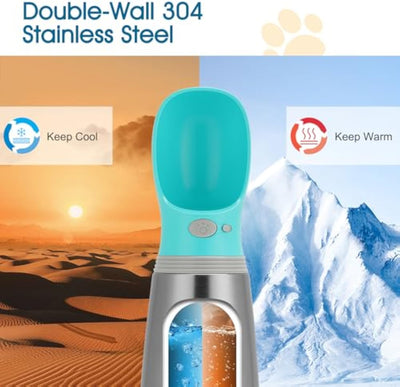 Botella de Agua Portátil para Perros 700ml Acero Inoxidable a Prueba de Fugas - Image 5