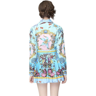Conjunto Elegante para Mujer: Blusa Estampada y Falda Plisada - Image 3