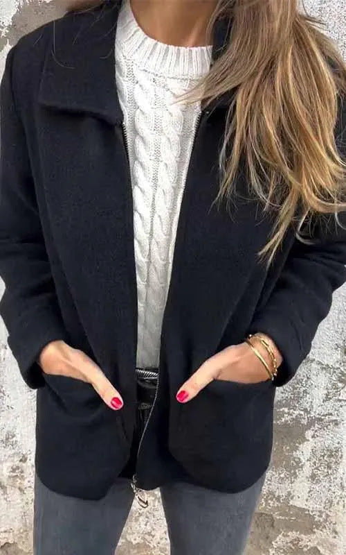 Chaqueta Solapa con Cierre y Bolsillos para Mujer - Abrigo Versátil Otoño Invierno - Image 8