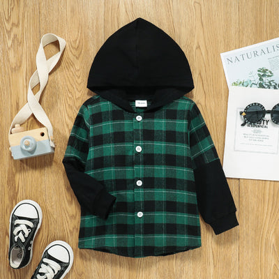 Chaqueta Camisa a Cuadros con Capucha para Niño - Estilo Casual Moderno - Image 3