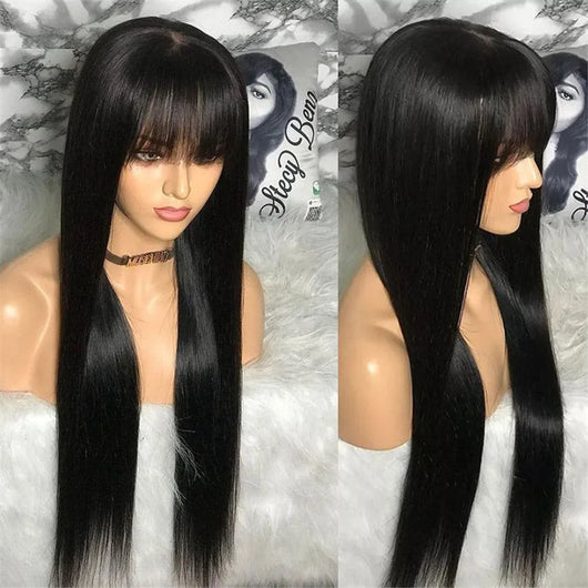 Peluca con Flequillo Estilo Europeo y Americano - Cabello Natural Mecanismo Completo