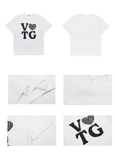 Camiseta Retro Suelta con Estampado de Carta de Amor para Mujer - Image 11