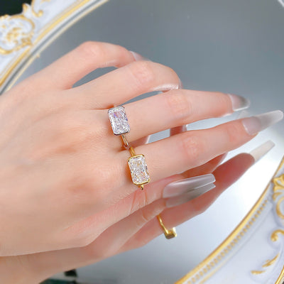 Anillo de Plata 925 con Corte de Hielo Floral Rectangular 7-11mm - Image 13