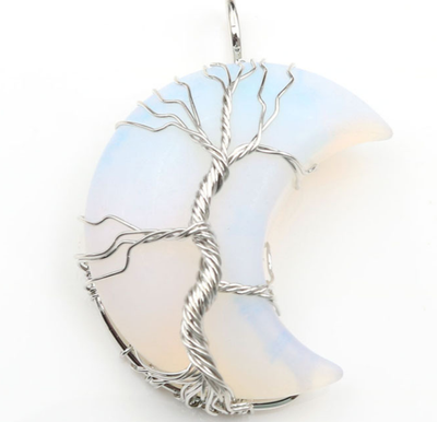 Collar Artesanal con Cristal Natural, Árbol de la Vida y Luna - Image 31
