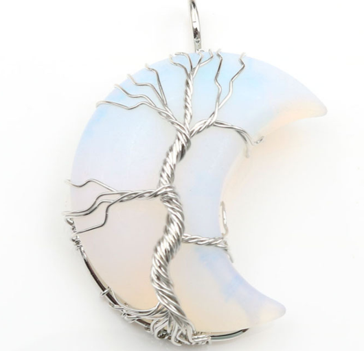 Collar Artesanal con Cristal Natural, Árbol de la Vida y Luna - Image 31