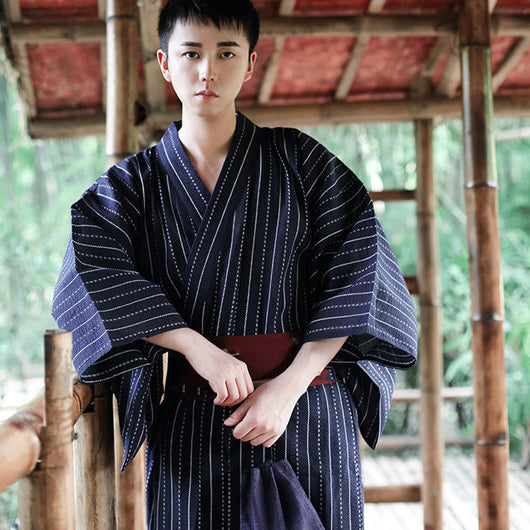 Kimono Tradicional Japonés para Hombre - Bata de Casa y Descanso