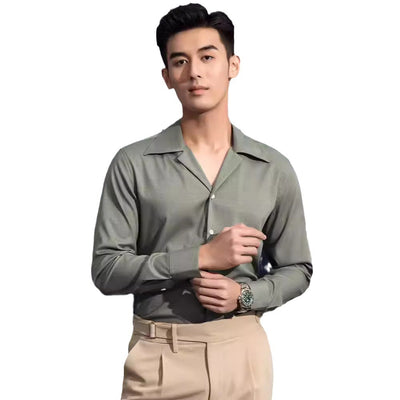 Camisa Casual de Negocios Cuello Cubano Manga Larga para Hombre - Image 5