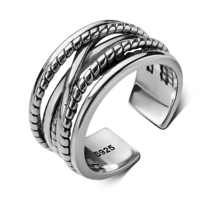 Anillo de Plata 925 Trenzado Vintage para Parejas - Image 5