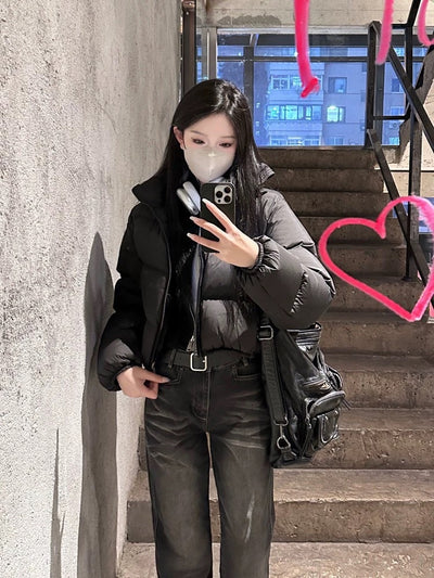 Abrigo Corto Acolchado Invierno Estilo Kendall Suelto Versátil Mujer - Image 7