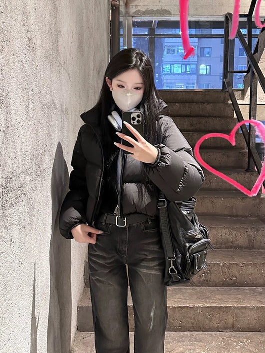 Abrigo Corto Acolchado Invierno Estilo Kendall Suelto Versátil Mujer - Image 7