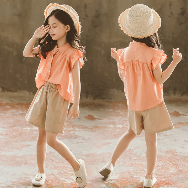Camisa Ejecutiva con Mangas Cortas y Detalles en Madera