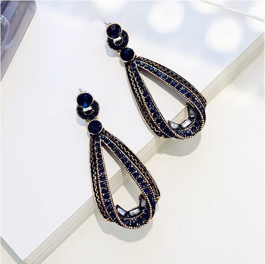 Aretes de Plata S925 con Diamante, Diseño Gota Irregular Retro
