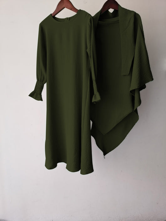 Vestido Liso con Cuello Redondo y Volantes Ondulados - Image 35