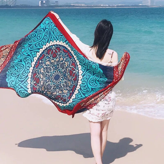Pareo Étnico de Algodón y Lino - Toalla de Playa Oversized para Viajes - Image 2