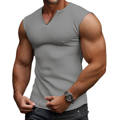 Camiseta sin Mangas Textura Waffle Colores Sólidos Hombre - Image 5