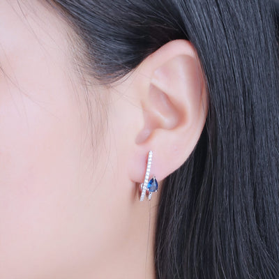 Aretes de Plata Esterlina con Zafiro Azul - Diseño Elegante - Image 4
