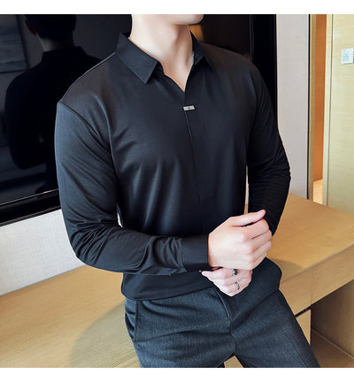 Camisa Manga Larga Cuello V sin Planchado - Image 17