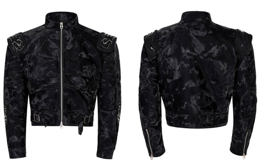 Chaqueta de Cuero Punk Negra para Motociclista - Image 2