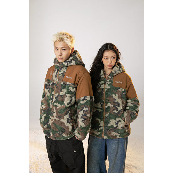 Abrigo Hoodie Camuflaje Retro de Algodón para Hombre