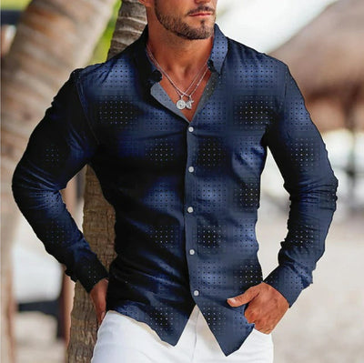 Camisa Estampada de Manga Larga con Solapa para Hombre - Image 26