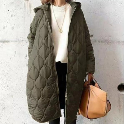 Abrigo Acolchado Mujer Invierno con Diseño Rombo y Capucha - Image 4