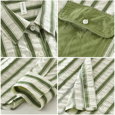 Camisa Manga Larga Estilo Japonés a Rayas para Hombre - Image 4