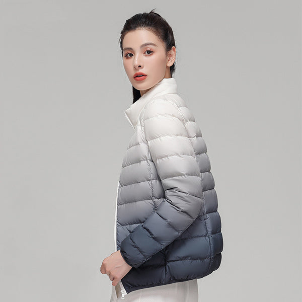 Chaqueta Acolchada Mujer Degradado Cuello Alto Elegante