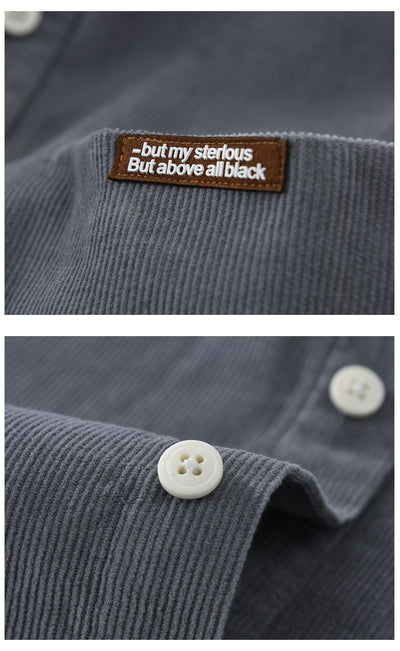 Camisa de Pana Manga Larga Estilo Japonés para Hombre - Colores Sólidos Primavera Otoño - Image 18
