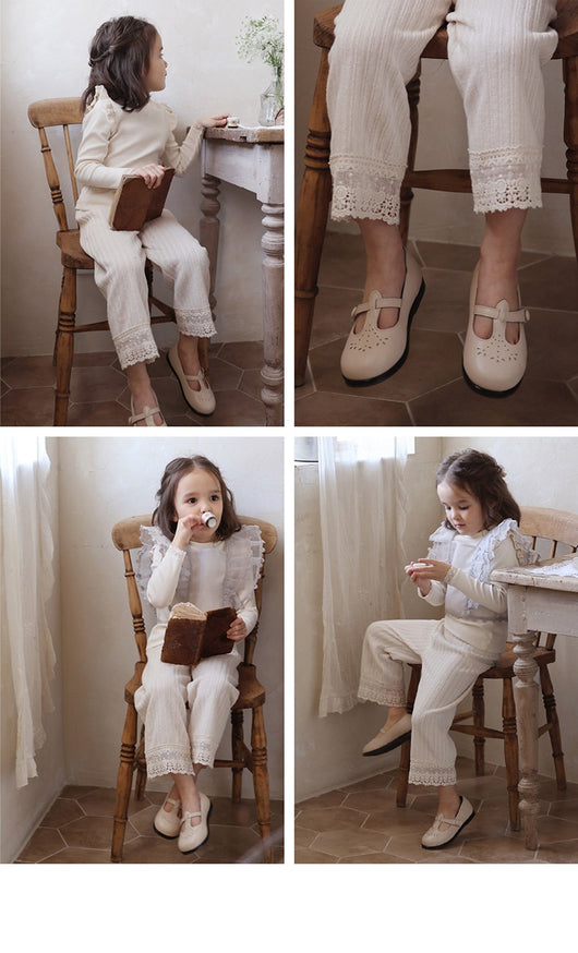 Pantalones Rectos de Punto Suave con Detalle de Encaje - Image 17