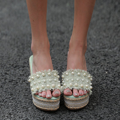 Pantuflas de Espuma con Detalles de Strass y Cuerda de Cáñamo para Mujer - Image 12
