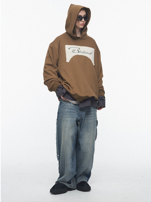 Sudadera Hoodie Oversized Vintage con Bordados Sherpa