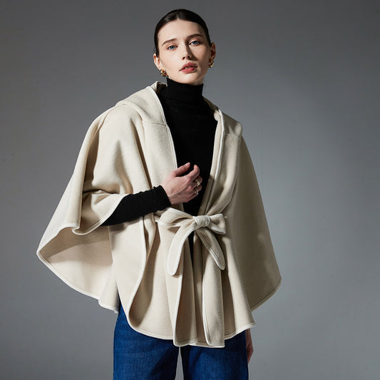Poncho Capa Hoodie Reversible de Lana Premium Doble Faz - Image 2