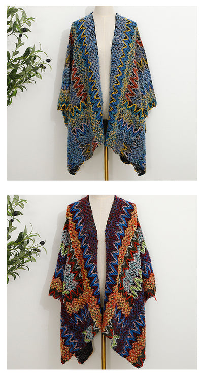 Chal Tejido Bohemio con Bolsillos - Abrigo Versátil - Image 9