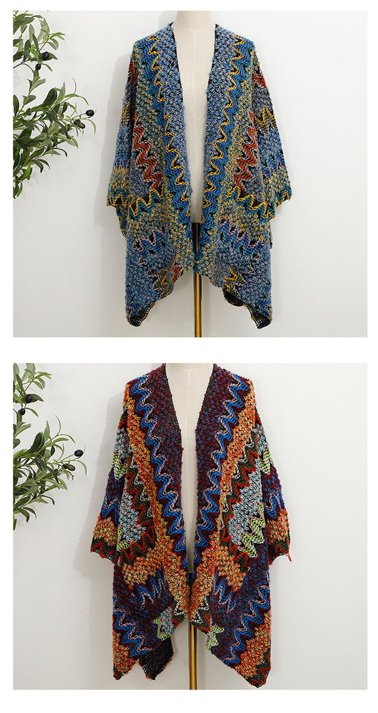 Chal Tejido Bohemio con Bolsillos - Abrigo Versátil - Image 9