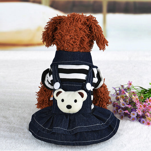 Ropa para Perros con Tirantes Denim - Pantalones a Rayas para Mascotas - Image 8