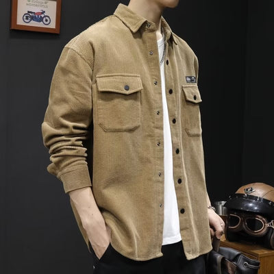 Camisa de Pana Oversized para Hombre - Corte Amplio Primavera y Otoño - Image 2