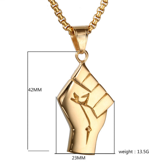 Collar Colgante Puño de Oro en Acero Titanio para Hombre - Image 18