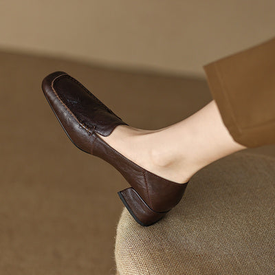 Mocasines Mujer Tacón Robusto Punta Cuadrada Elegantes - Image 24
