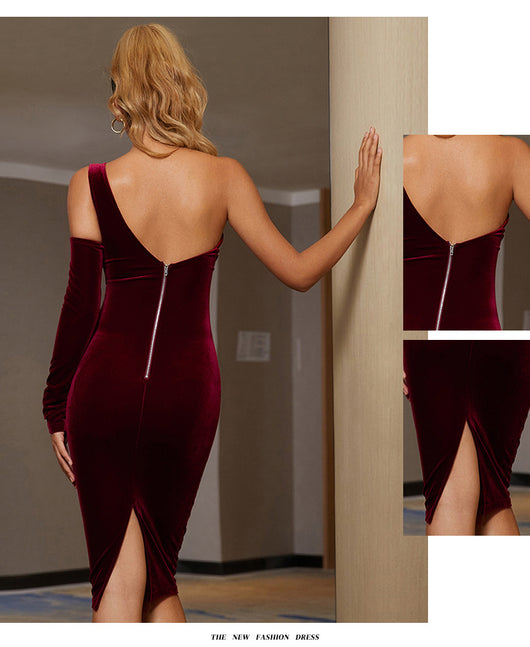 Vestido Velvet Dorado Elegancia para Alfombra Roja - Image 11