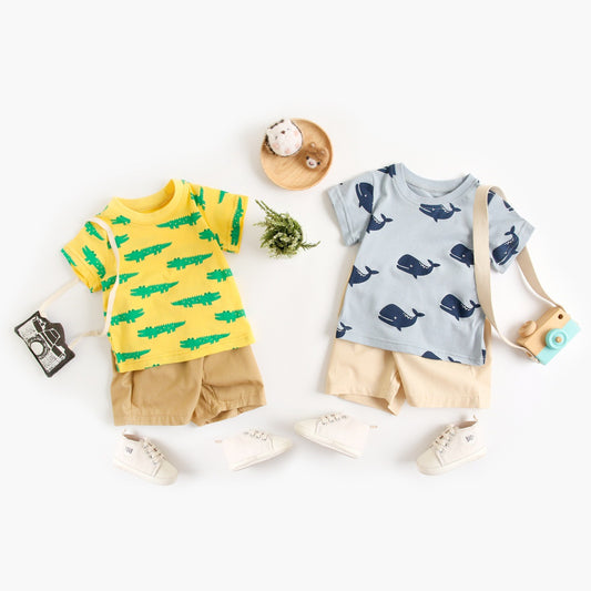 Traje de Verano para Niño con Diseño de Animales Cartoon