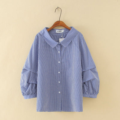 Camisa Cuadros Manga Tres Cuartos Lantern - Image 3