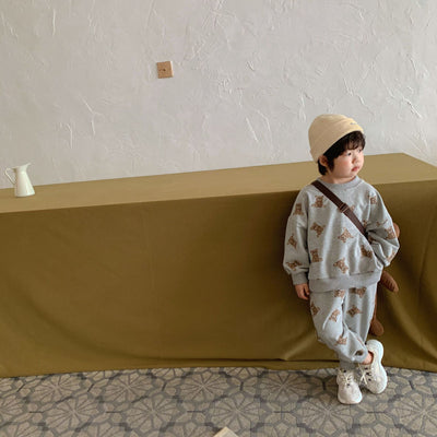 Conjunto de Buzo y Pantalón para Niños Primavera Otoño con Diseño de Osito - Image 2