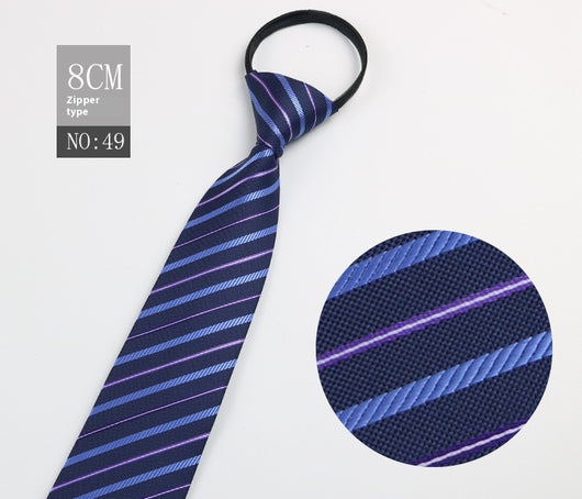Corbata Negra Rayada Azul con Cierre Rápido - Corbata Ejecutiva Lazy Zip - Image 50