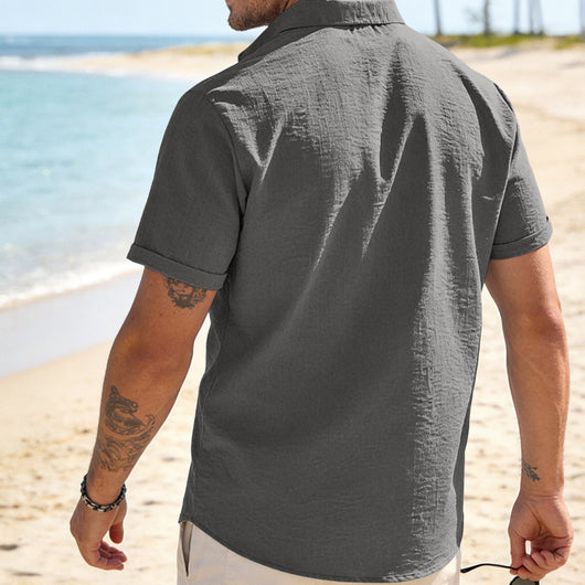 Camisa Casual de Manga Corta con Cuello Solapa - Image 3