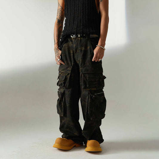 Pantalón de Trabajo Camuflaje Americana Cintura Alta Pierna Ancha - Image 2